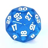 Koplow Translucent d30 Dice, Blue with White
