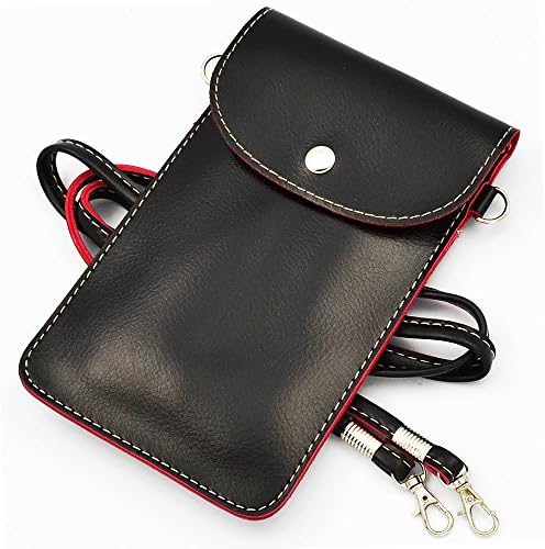 NYZ Universal Fashion Artificial Leather Two Pockets Mobile Phone Bag & Key Credit Card Wallet Pouch / Cross Body Purse with Shoulder Strap for Iphone 6 6 Plus ,Samsung S5 S4 ,Samsung Mega 6.3,note 3,note 4,note Edge,nokia Lumia 1520 1020 920 ,Lg G3 G2 ,Sony Xperia Z2 Z3,htc ONE M8,nokia Lumia - Free 2 in 1 Stylus Pen (Black)