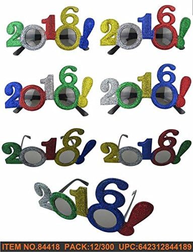 2016 ! New Years Eve Party/Graduation 5 Multi Color Glitter ! Glasses, BRAND NEW STYLE FOR 2016, HAPPY NEW YEAR, 6 Assorted Colors, 1-piece