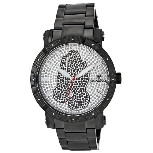 Just Bling Men's JB-8100-B Stainless Steel Praying Hands Diamond Watch