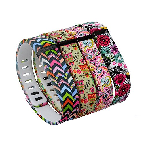 i-smile® 4PCS Replacement Bands with Metal Clasps for Fitbit Flex / Wireless Activity Bracelet Sport Wristband / Fitbit Flex Bracelet Sport Arm Band (No tracker, Replacement Bands Only) & 2PCS Silicon Fastener Ring For Free (Tatoo Flowers&Colorfull Flowers&Cute Owles&Colorful Waves, Large)
