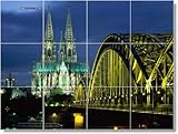 IMAGE OF City Scene Wall Tile Mural C175 | 12.75x17 using (12) 4.25x4.25 tiles