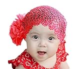 Housweetyレッドベビー　キッズ 赤ちゃん　カチューシャ　ヘアアクセサリー　ヘアバンド ヘッドバンド　レースフラワー 花 髪飾り 子供服 出産祝い 結婚式 プレゼント ギフト 伸縮性がある 　か