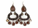 Coppertone Brown Crystal Chandelier Dangle Earrings Fashion Jewelry