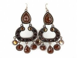 Coppertone Brown Crystal Chandelier Dangle Earrings Fashion Jewelry