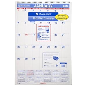 AT-A-GLANCE Recycled Monthly Wall Calendar Large Wall 2012 (PM3-28)