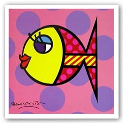 Dotty Fish by Romero Britto 7.5"x7.5" Art Print Poster