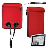 Apple iPad Accessories: Exclusive Limited Edition Tilt Stand Red EVA iCap iPad Cube Hard Nylon Case for iPad ( Compatible with all versions of iPad Touch Tablet 8GB 16 GB 32 GB 64 GB ) Case its  Tsa Compliant Checkpoint Friendly  + Includes an eBigValue (TM) Determination Hand Strap Key Chain + Includes Anti Glare Screen protector + Hi-Fi Noise - Reducing Ear Buds Earphones for iPad 3.5 mm Jack