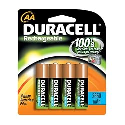 Duracell DC1500B4N AA NiMH Duracell Rechargeable Batteries, (4 Batteries)