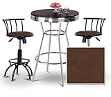 IMAGE OF Chrome Bar Table & 2 Black Adjustable 24