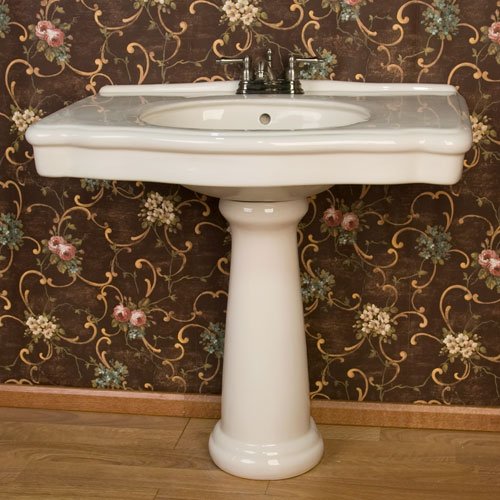 Carden Pedestal Sink - 4 Centerset Faucet Hole Drillings - Biscuit