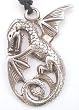 Detailed Winged Dragon Pewter Pendant Necklace