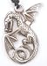 Detailed Winged DRAGON Silver Tone PEWTER Pendant Necklace