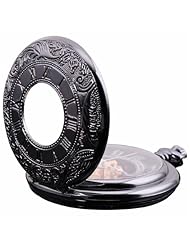 KS Vintage Hollow Skeleton Case Mechanical Pocket Fob Watch + Gift Box