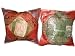 2 Hot Red Olive Zari Borders Toss Pillow Cushion Covers 16"