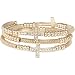 Heirloom Finds Crystal Sideways Cross Coil Wrap Bracelet of Gold Tone Mesh