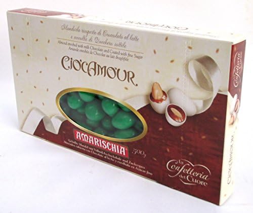 Amarischia: "Ciocamour" Almond Dragees, Green Colour * 500g * 17.64oz * [ Italian Import ]