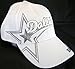 Dallas Adjustable Bent Brim Baseball Cap with Stripes on Bill (White w/Star on Side)