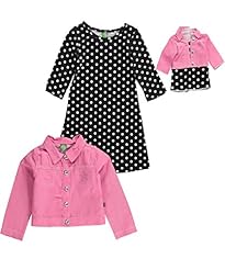 Girls Sheer  Tiered Denim/Polyester/Rayon/Spandex Polka Dot Print  Dress With a Bow(s)