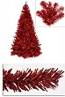 8' Pre-Lit Red Full Artificial Sparkling Tinsel Christmas Tree- Red Lights