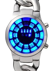 Fafada Stylish Mens Ladies Blue LED Digital Wrist Watch Silvery Band