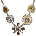 Floral and Faux Pearl Short Necklace - Goldtone