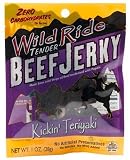 Wild Ride Zero Carb Beef Jerky, Kickin Teriyaki, 12 Count 1-Ounce Bags