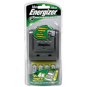Energizer Compact Digital Camera Charger With 4 AA NiMH Rechargeable Batteries