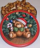 Gourmet Food : Scott's Cakes Garlic Pretzel Nuggets in a Christmas Teddy Bear Tin