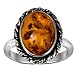Sterling Silver Baltic Amber Oval Classic Ring 10x14mm Cabochon