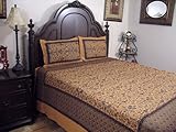 Designer Cotton Print Bedding Hand Block 3P Bedsheet Set Stylish Chic Decor