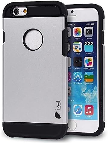 Iphone 6 Case, [Izet] Armor Slim New Style for Extra Protective Dual Layer with Tpu and Pc Water Resistant, Shock, and Duct Proof Apple Iphone 6 (4.7) Case [Ultra-slim] Slim Armor Dual Layer Protective Case [Heavy Duty] Extreme Protective Case Drop Absorption Protection, Design to Screen Protector for Apple Iphone 6 Case 4.7 Inch (2014) (Izet)(Sliver)