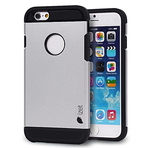 Iphone 6 Case, [Izet] Armor Slim New Style for Extra Protective Dual Layer with Tpu and Pc Water Resistant, Shock, and Duct Proof Apple Iphone 6 (4.7) Case [Ultra-slim] Slim Armor Dual Layer Protective Case [Heavy Duty] Extreme Protective Case Drop Absorption Protection, Design to Screen Protector for Apple Iphone 6 Case 4.7 Inch (2014) (Izet)(Sliver)