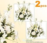 TWO 24" Delphinium, Lilac, Daisy, Tiger Lily Mixed Artificial Flower Arrangement