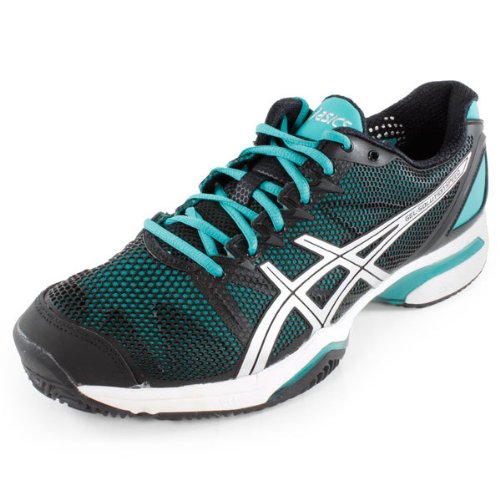 ASICS Women's GEL-Solution Speed Clay Court Shoe,Black/Aqua Green/Silver,9.5 M US On Sale