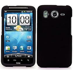 Black Durable Protective Rubberized Crystal Hard Case Cover for AT&T Wireless HTC Inspire 4G Android Smart Phone