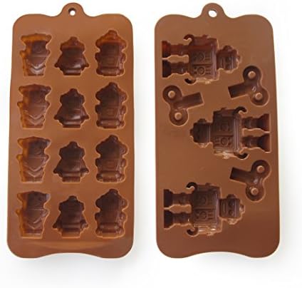 MIREN Robot Shape Non-stick Silicone Candy Molds, Chocolate Molds, Pastry Making Mold, Ice Cube Tray, Soap Molds, Cake Baking Mold(Set of 2)