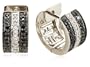 Sterling Silver Black and White Diamond Hoop Earrings (2/5 cttw) (0.4" Diameter)