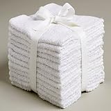 Borderless Bounty Collection - 12 piece Washcloth Set, Delightful Terry Towel, Color: Pure White, 100% Eco-Friendly Cotton