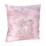 Pink and Brown French Toile Accent Throw Pillow