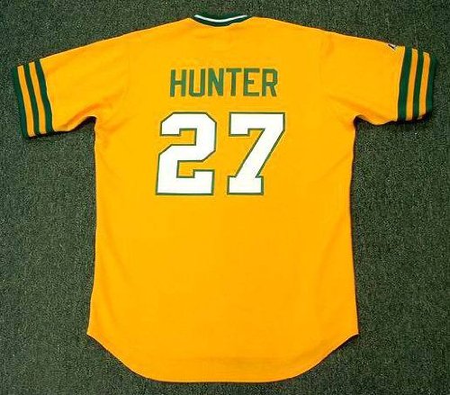 JIM CATFISH HUNTER Oakland Athletics 1973 Majestic Cooperstown Throwback Baseball Jersey, XL