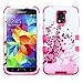 Asmyna TUFF Hybrid Phone Protector Cover for Samsung Galaxy S5 - Retail Packaging - Spring Flowers/Electric Pink