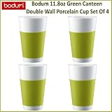 Bodum 10110-565 11.8 oz Green Canteen Double Wall Porcelain Cup Set Of 4 by Bodum