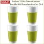 Bodum 11.8 Oz Green Canteen Double Wall Porcelain Cup Set Of 4