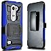 LG Escape 2 Case, LG Spirit LTE Case, Combo Rugged Shell Cover Holster with Built-in Kickstand and Holster Locking Belt Clip Blue + Circle(TM) Stylus Touch Screen Pen