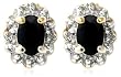 18k Yellow Gold Overlay Sterling Silver Sapphire & Diamond Accent Oval Earrings