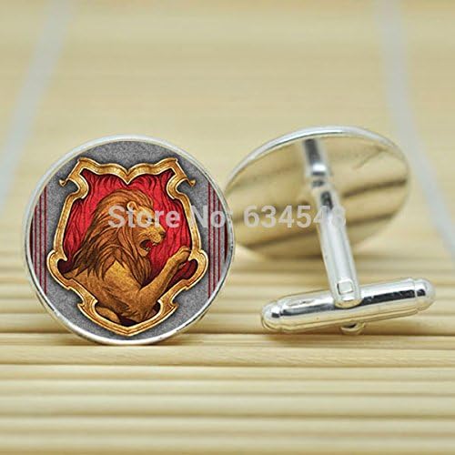 Pretty Lee Harry Potter Gryffindor House Crest In Silver Cufflinks Glass Cabochon Cufflinks C3548