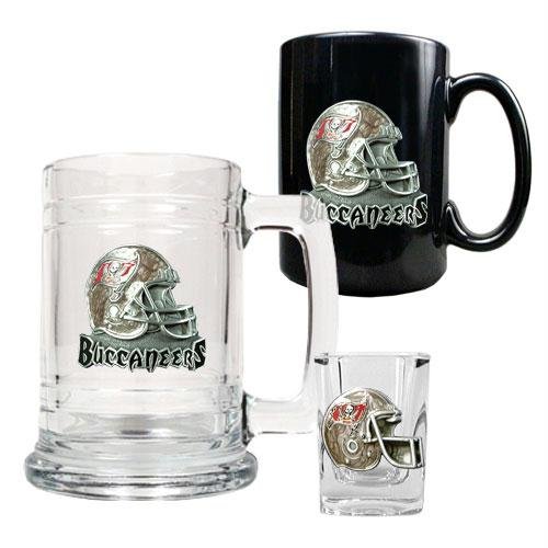 NFL Tampa Bay Buccaneers 15-Ounce Tankard, 15-Ounce Ceramic Mug & 2-Ounce Shot Glass Set - Helmet Logo