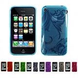 BABY BLUE Apple iPhone 3G 3Gs 8GB 16GB 32GB FLORAL Transparent Jelly Silico ....