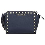 【MICHAEL KORS】30T3GSMM2Lマイケル・コース　SELMA STUD LEATHER  Satchel　レディース OL風/フェミニン　ショルダーバッグ 斜め掛けバッグ　ネイビーｘゴ
